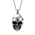 Unisex electroplated alloy skull pendant necklace with chain and leather rope options