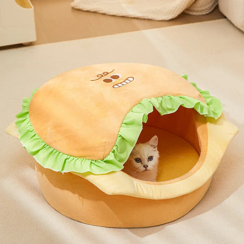 Medium grey detachable cat kennel with removable fleece pad, showing waterproof fabric exterior