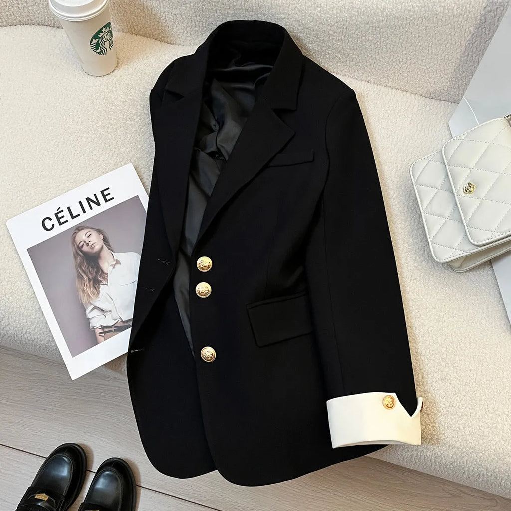 Women's Korean style loose fit coat in milky white colour with pockets and long sleeves