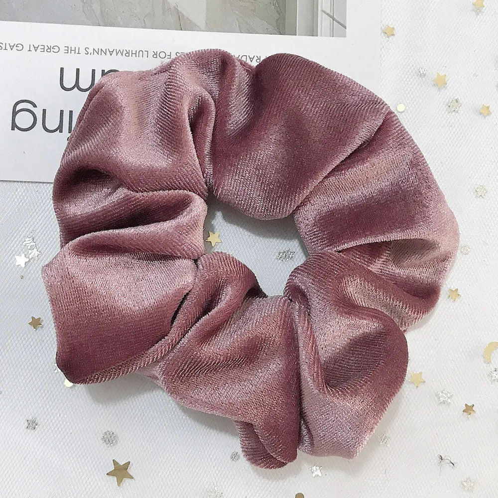 Flannel cloth hair tie for women – soft ponytail hair rope in multiple colour options including army green, black, camel, and wine red