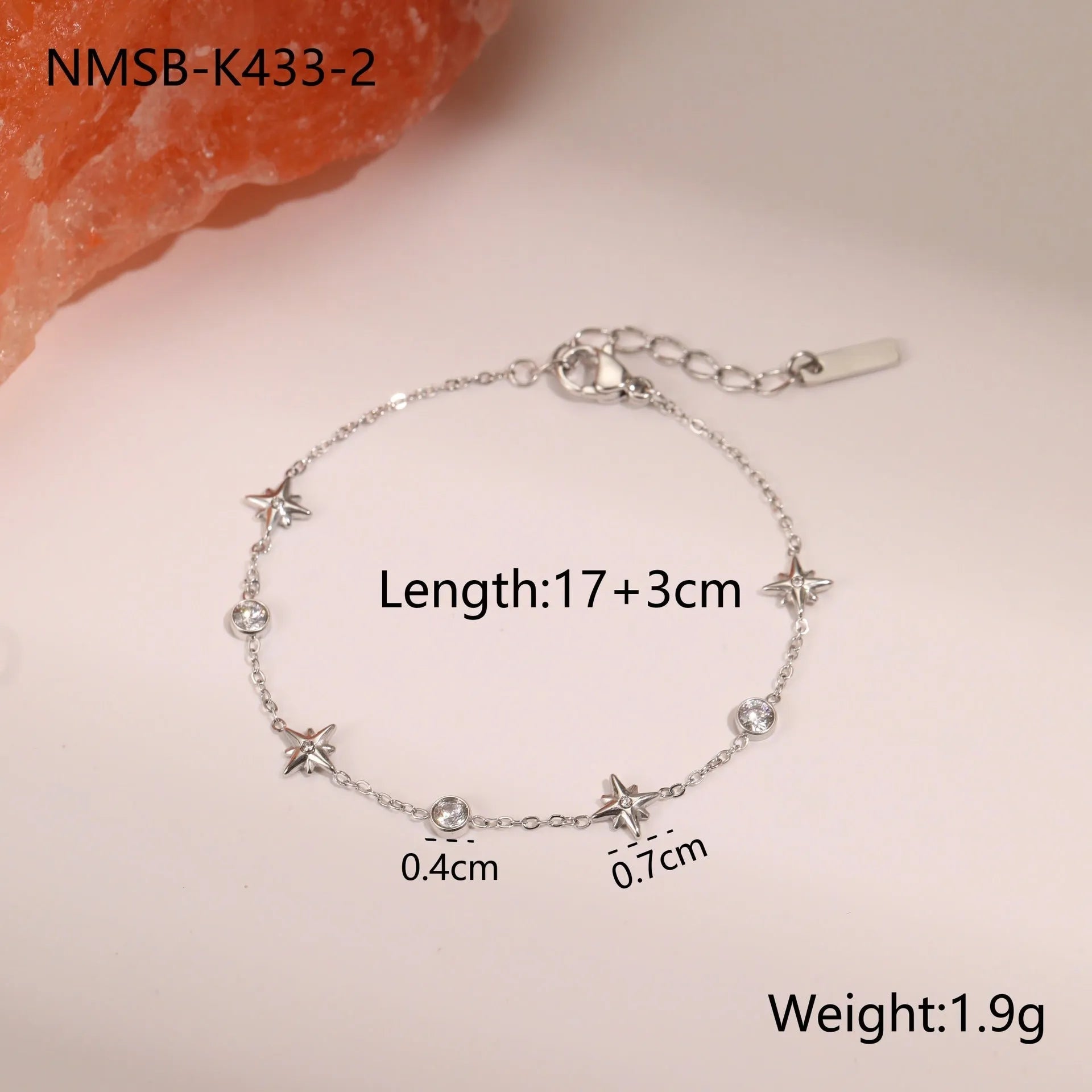 Women's stainless steel bracelet with 18K gold plating and geometric hexagonal star pendant jewellery