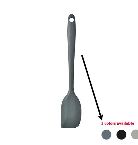 12-piece silicone kitchenware set with rotating storage bucket showing utensils in black, dark grey or khaki colours