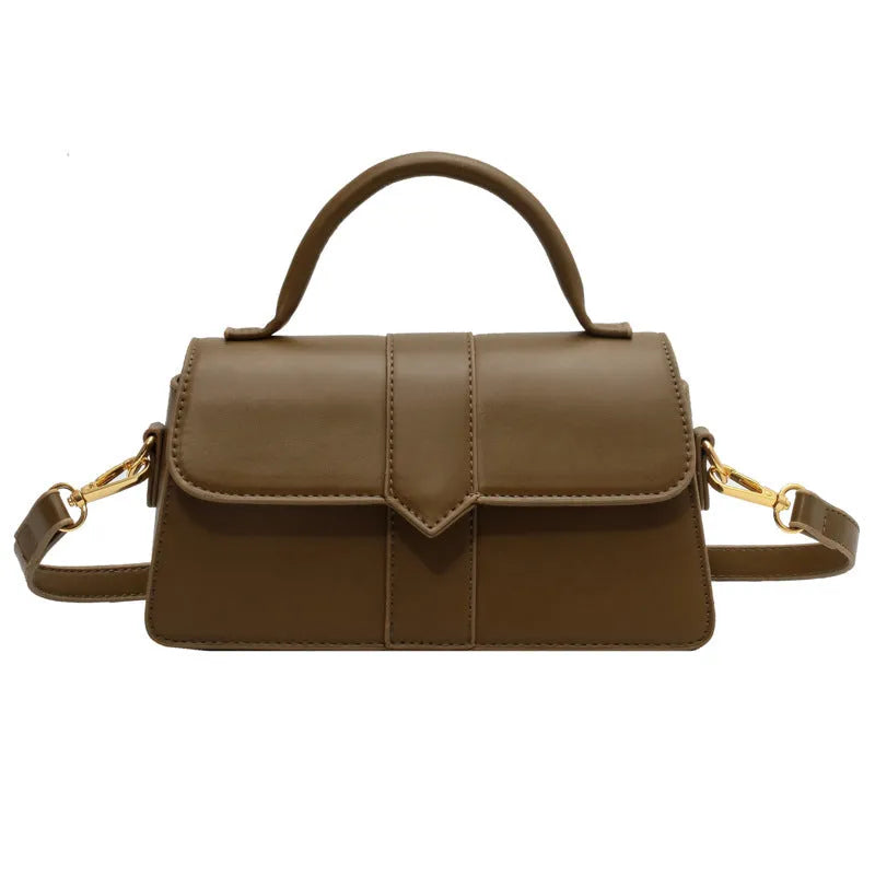 Women's PU messenger bag in horizontal square shape with file compartment interior