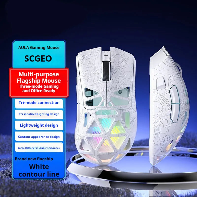 SC620 wireless three-mode mouse with hollowed shell, 122x64x40mm, in black with contour line detail