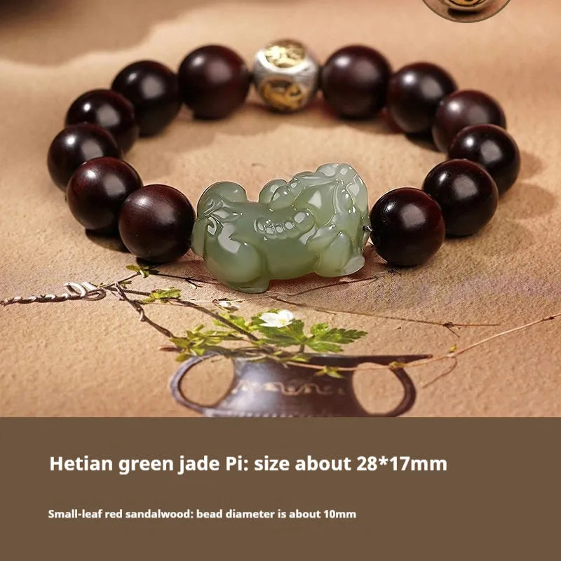 Hetian jade bracelet with black and red braided ropes traditional Chinese jewellery