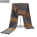 Men's plaid imitation cashmere scarf with tassels, over 175cm long, in a business style