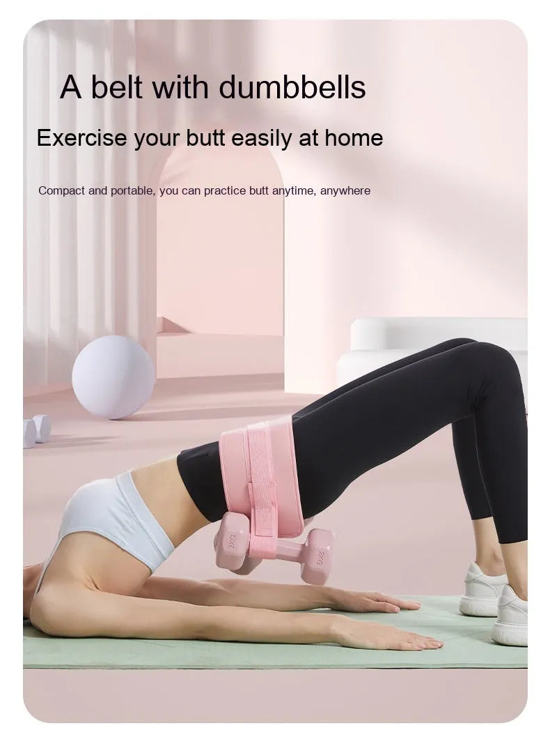Black and pink free size fitness training belt for dumbbell barbell hip bridge exercises