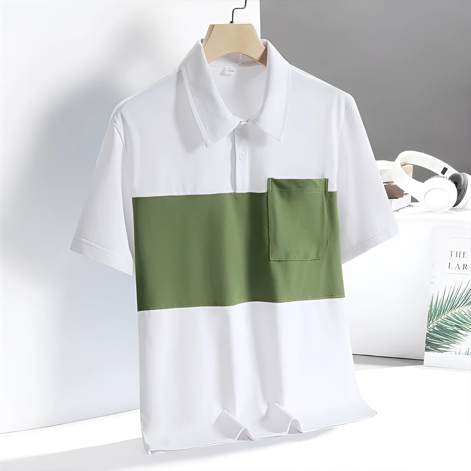 Men's ice silk quick-dry polo shirt in black with short sleeves and collar