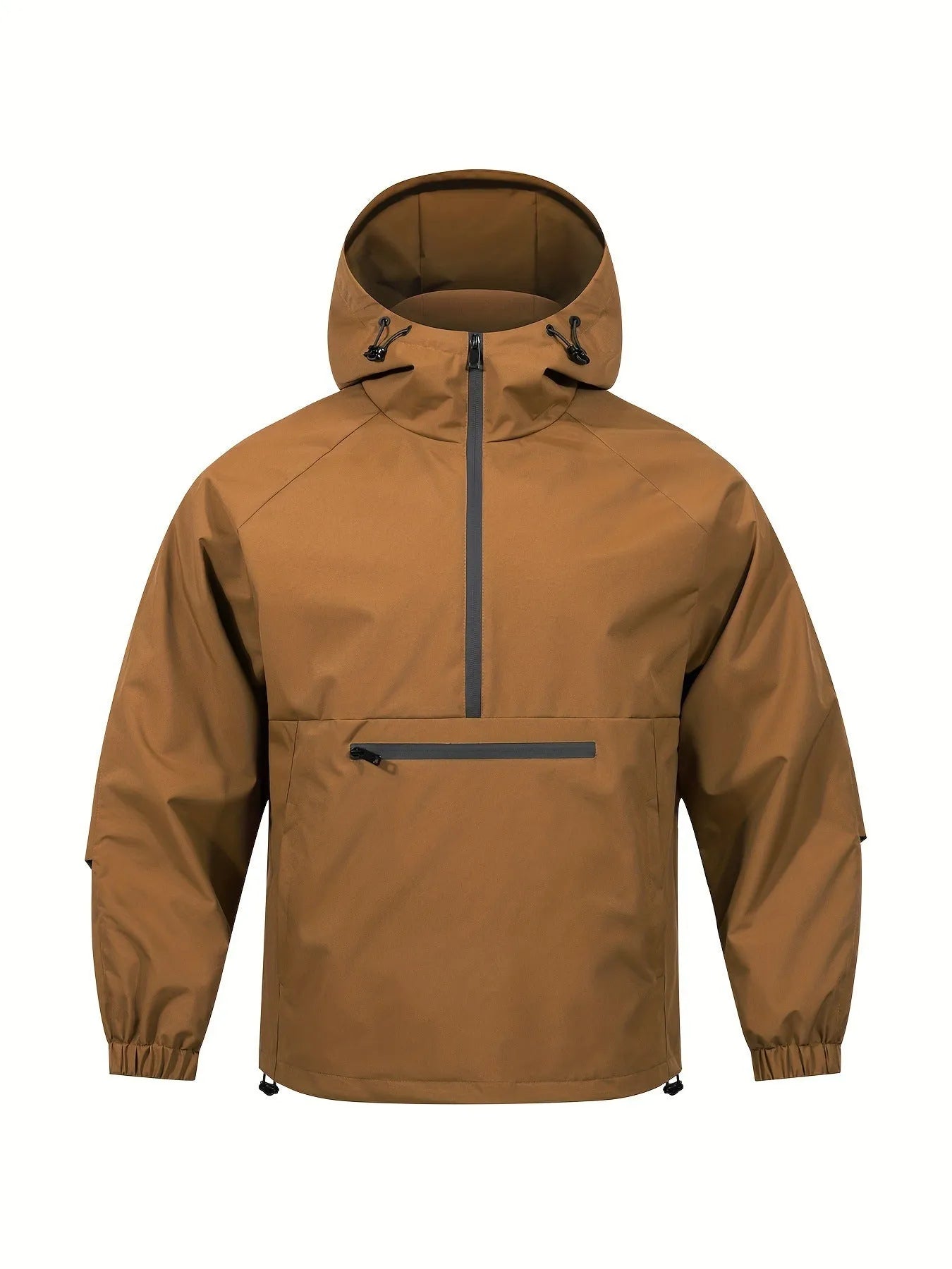 Men's Korean-style loose half-zip hooded sweater jacket in rabbit fur corduroy fabric