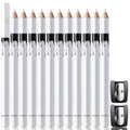 12 piece white and black eyeliner pencil set with sharpener for multi-use makeup application