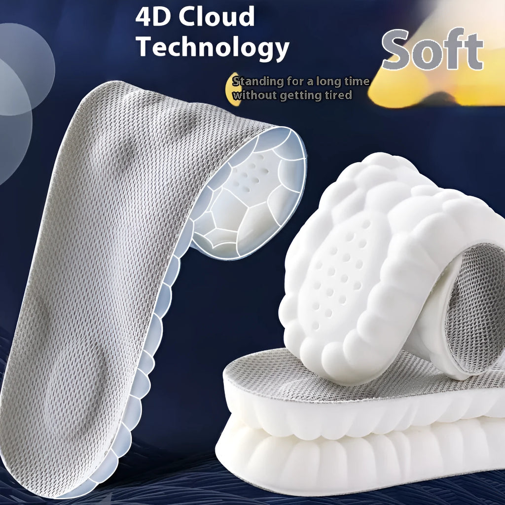 Pack of PU antibacterial arch massage insoles in black, grey, green, orange for sizes 35-46