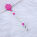 Plastic telescopic retractable keychain with anti-lost buckle, 16.6cm x 3.2cm, available in multiple colours