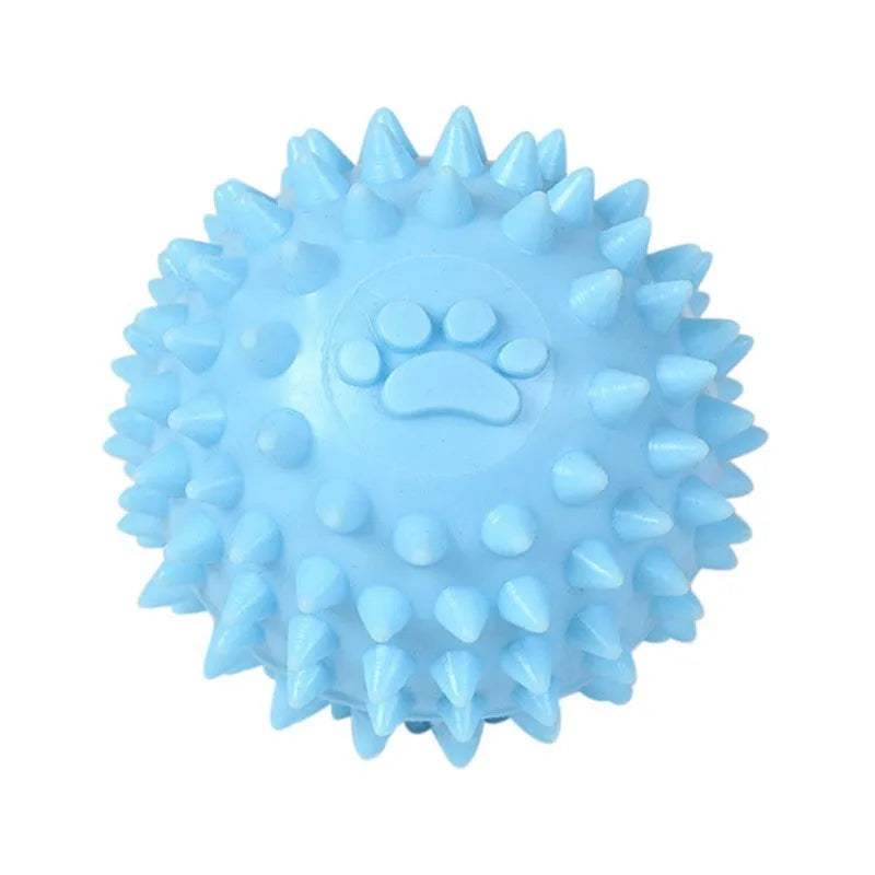 TPR rubber pet chewing ball with footprint texture for tooth cleaning, 6cm diameter