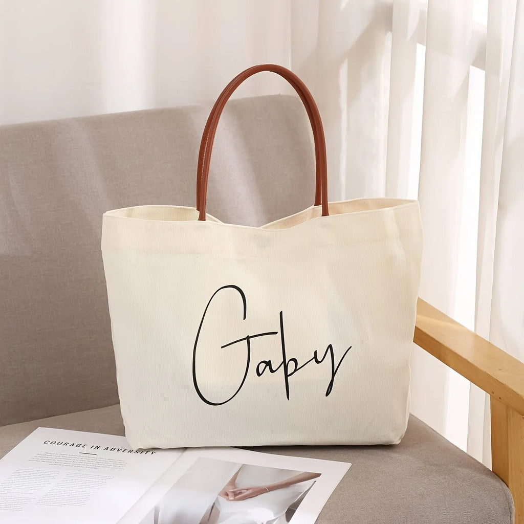 Canvas tote bag in beige white colour with reinforced shoulder straps
