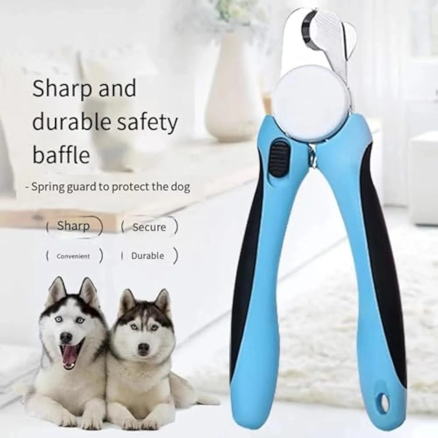 Blue heavy duty dog nail clippers with safety guard for large dogs and thick nails