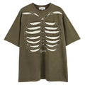 Men's black skull print cotton T-shirt with loose fit and drop shoulder design