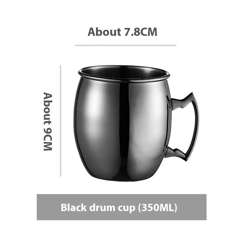 Stainless steel Moscow Mule cup with copper interior in silver, gold, rose gold or black colours