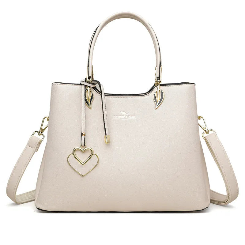 Women's multi-layer shoulder messenger bag in PU leather with urban simplicity style