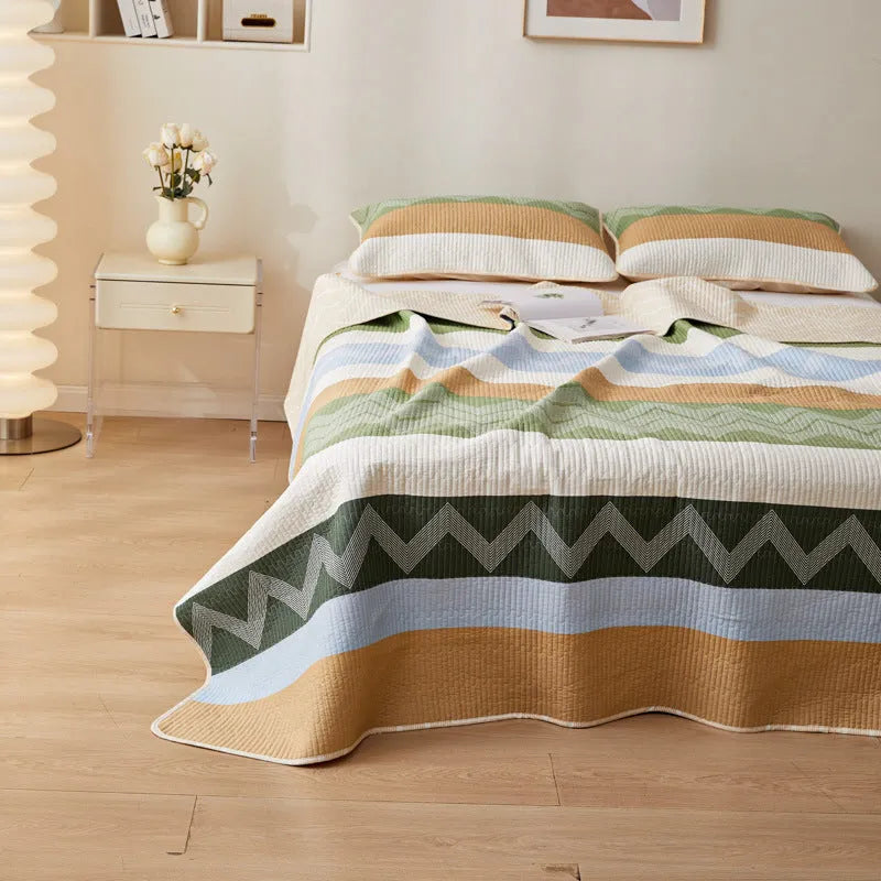 Pure cotton printed bed sheet set in modern simplicity style with reactive dyed patterns for summer bedding