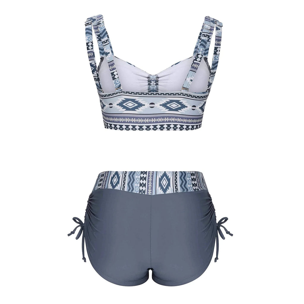 Women's polyester bikini swimsuit set in split design without steel belt or chest pad