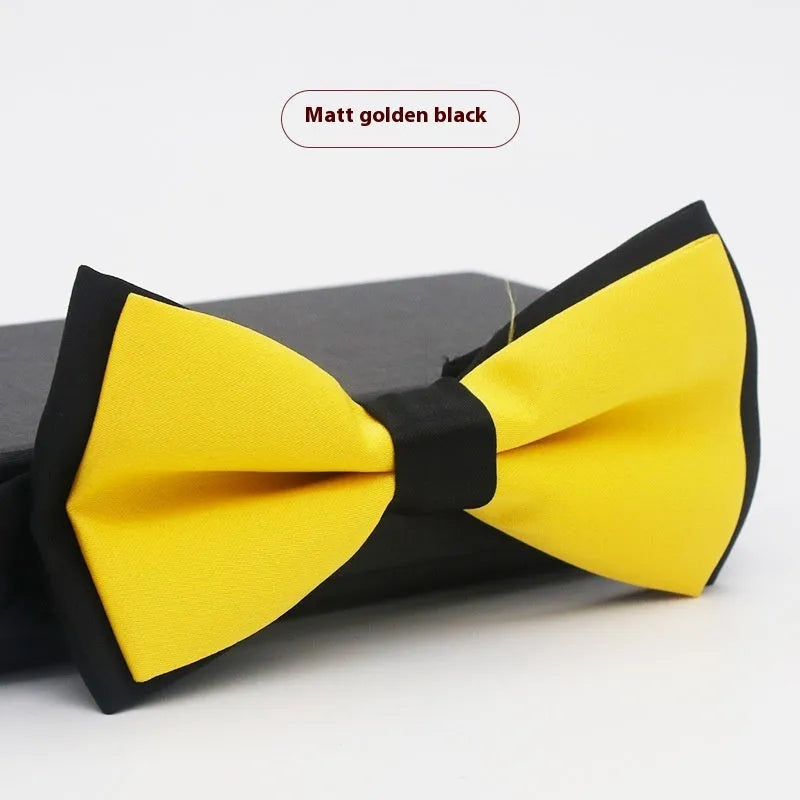Solid colour polyester bow tie with flat head design measuring 12cm by 6cm
