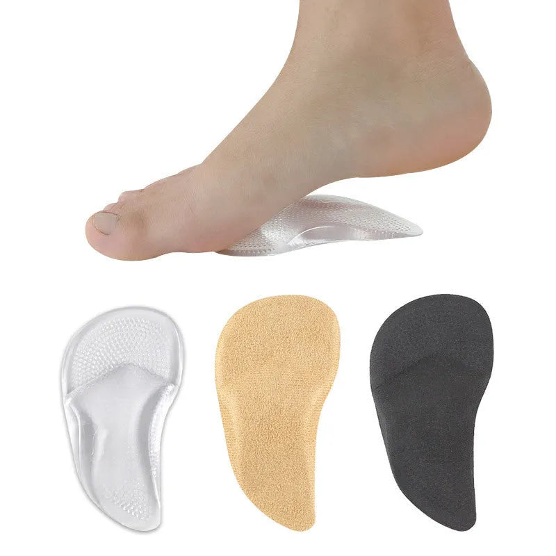 Transparent gel orthopedic insole with arch support for flat foot and pes cavus correction, adult size S or L