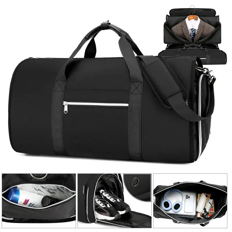 Oxford cloth sports bag in grey with dry wet separation compartments and waterproof lining