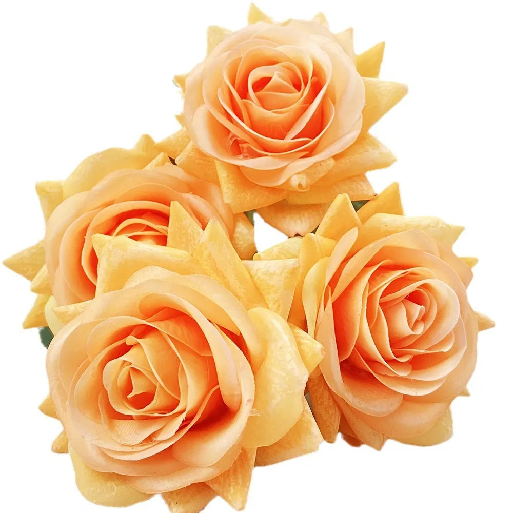 Artificial silk touch rose flower with red petals on a green plastic stem, showing approximate 42cm length.