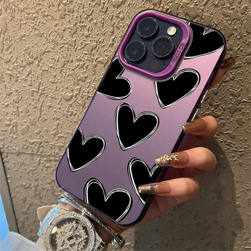 Heart mobile phone shell PC laser anti-wear anti-fall case for Apple iPhone in gray white green purple