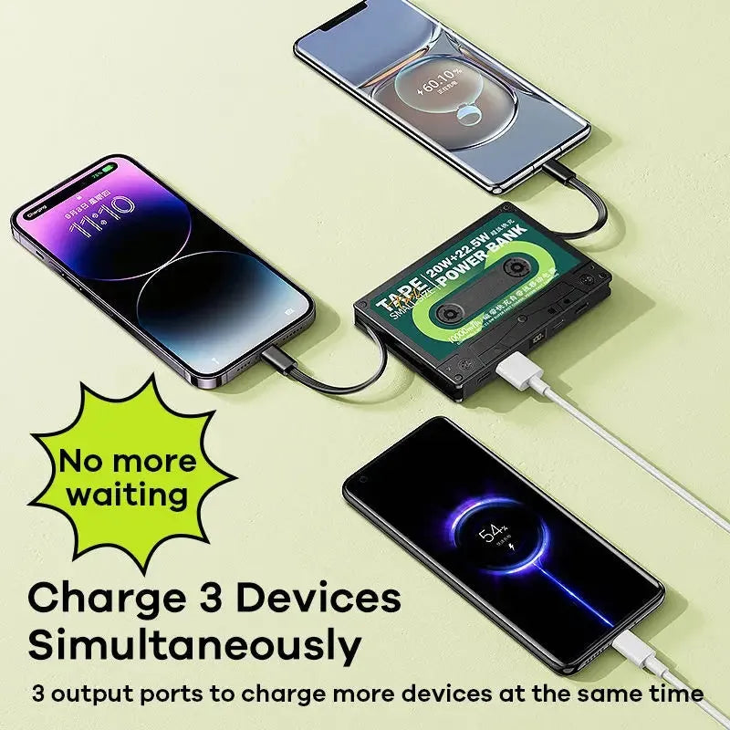Remax Tape 10000mAh power bank in black with retro design and two-way fast charge