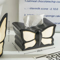 Ceramic butterfly vase and tissue box set with waterproof coating for living room