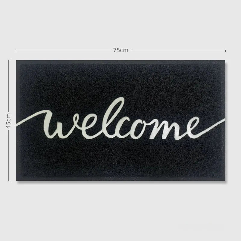 Rectangular PVC loop door entry mat in solid colour with textured surface, 45x75cm size