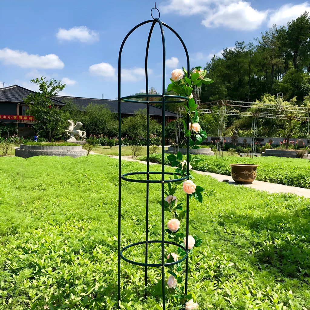 Dark green European-style plant climbing frame with lattice design measuring 188cm high