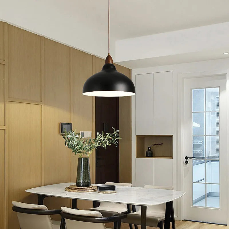 Simple modern Japanese style LED chandelier 35cm black iron ceiling light for bedroom dining room