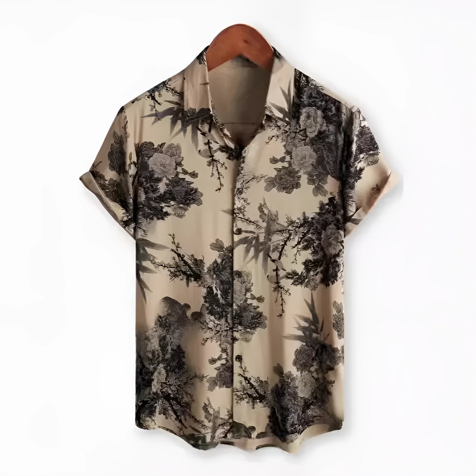 Hawaiian floral print short sleeve cardigan shirt with elastic polyester fabric in multiple colour options