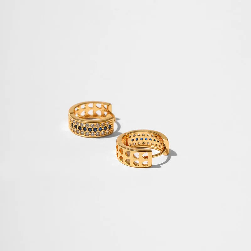 Women's geometric round copper earrings with 18K electroplated finish in KE1268 colour