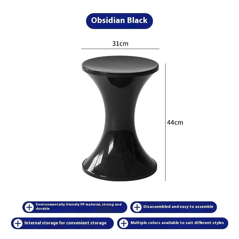 Plastic hourglass style shoe changing stool in available colours