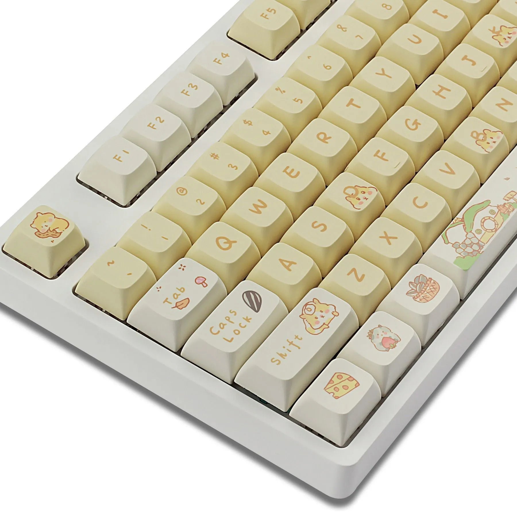 Mouse Grey and Yellow XDA profile plastic keycap set for 68% to 100% mechanical keyboards.
