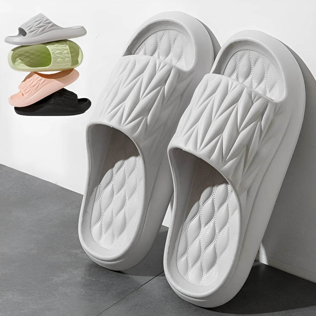 Leaf texture pattern EVA house slippers in assorted colours with non-slip soles