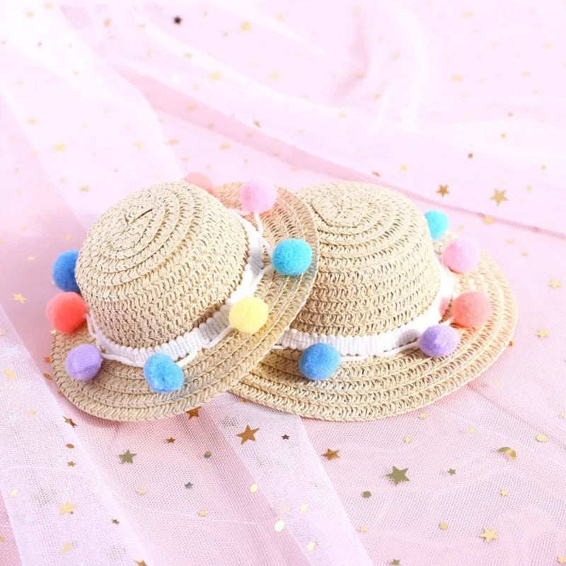 Handmade paper pet hat with bowknot for a dog or cat, shown in a cartoon style
