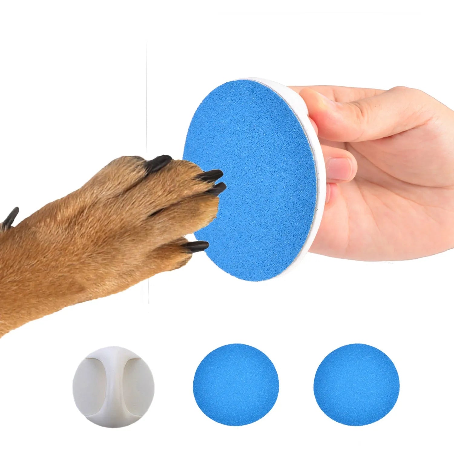 Dog nail scratch board with ergonomic handle in black, blue, green, or yellow colour options