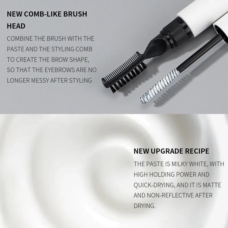 Eyebrow gel with brush applicator for natural wild eyebrow shaping in pink or white