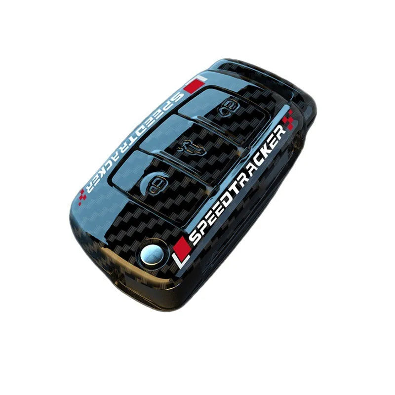 Carbon fibre style car key cover with mirror element in feilin material
