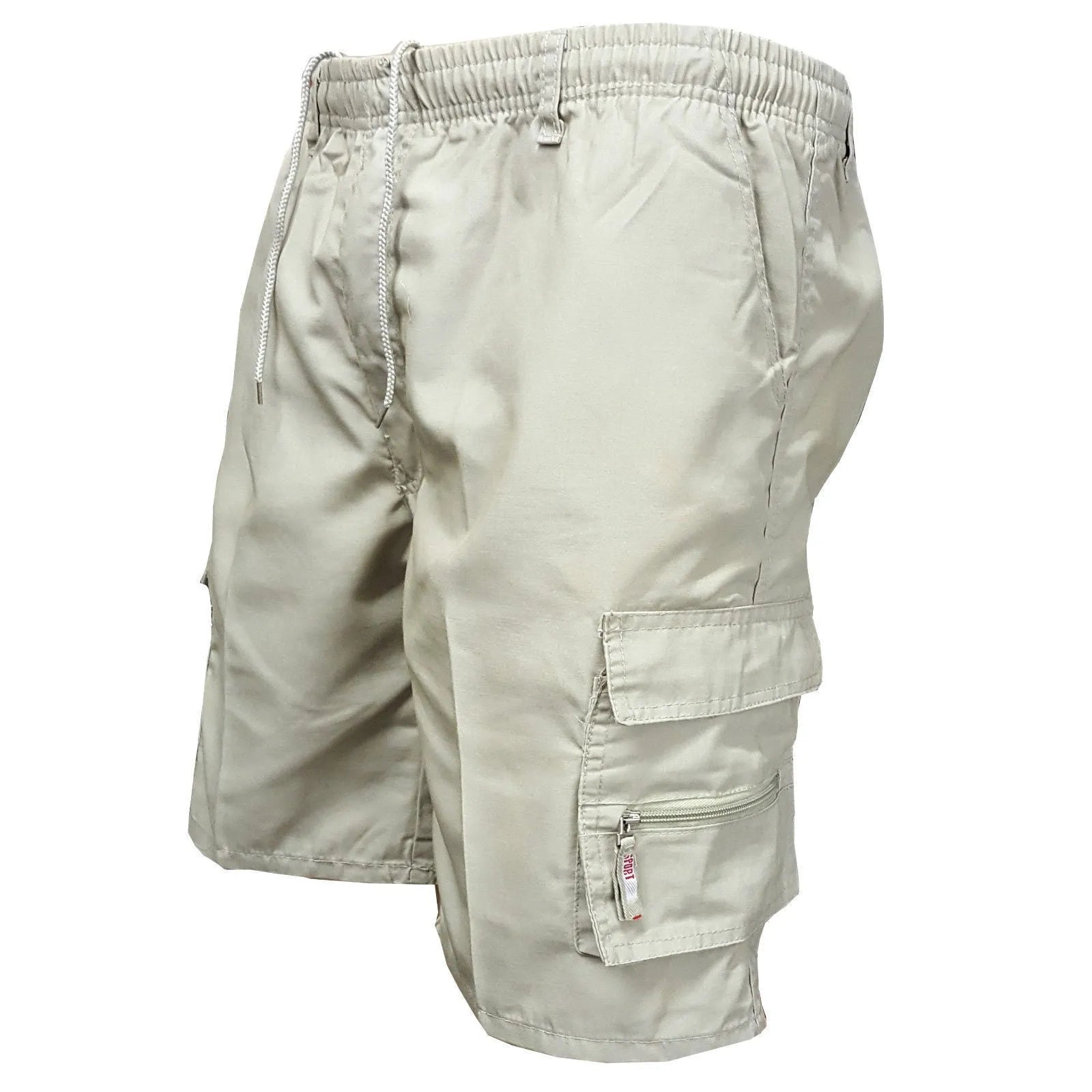 Men's cotton casual shorts with multiple pockets and drawstring waist in various colours