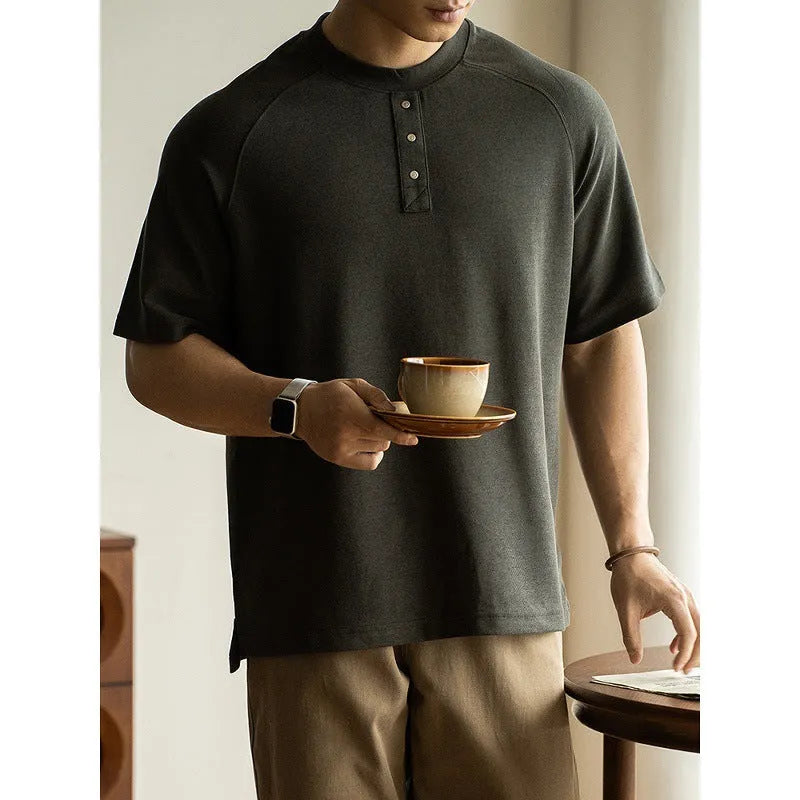 Women's loose casual top with raglan sleeves in terry texture fabric