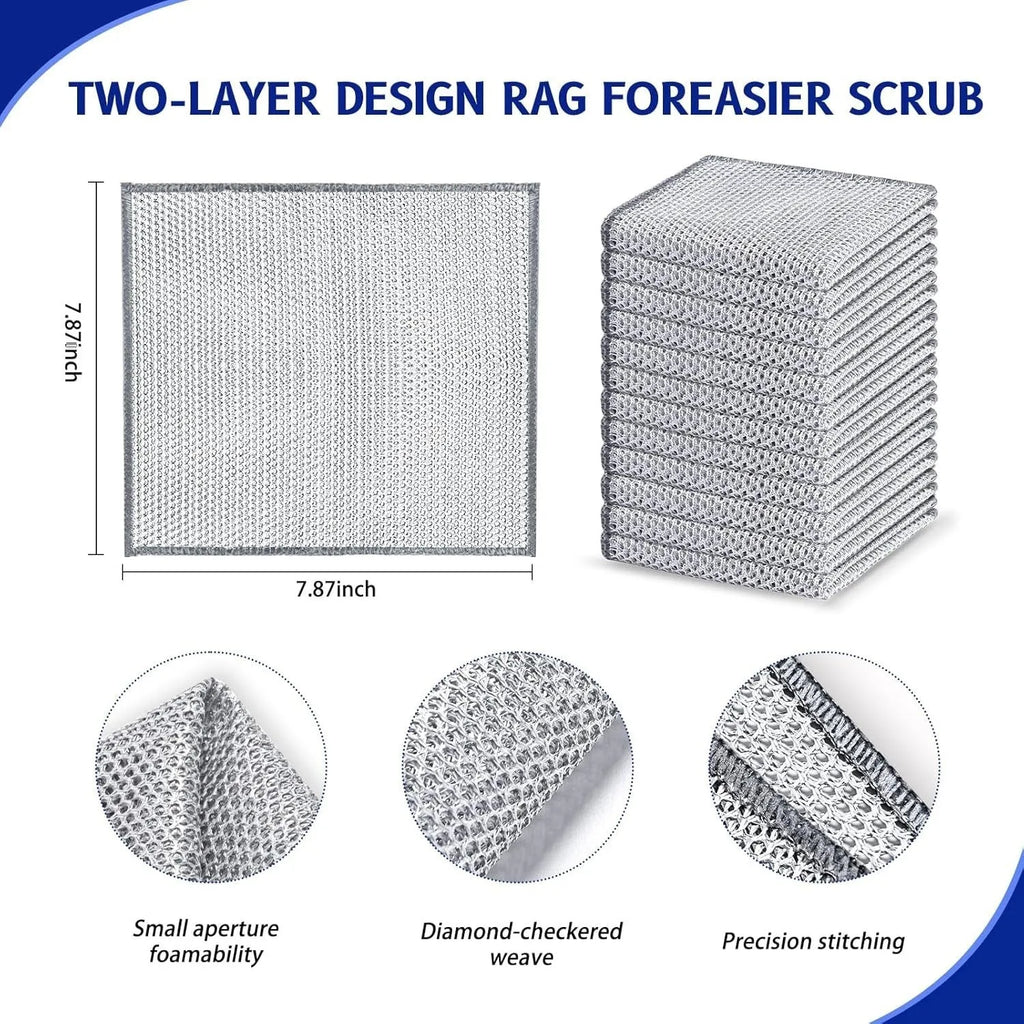 Silver wire microfibre kitchen cleaning cloth for pots and bowls in 20cm or 25cm sizes