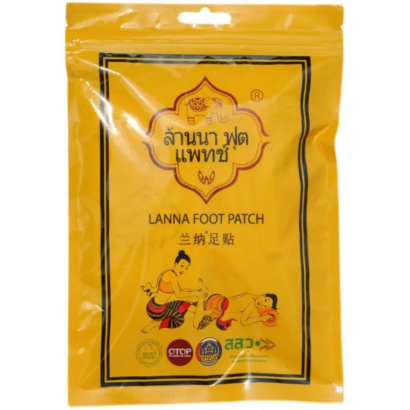 Relieving Fatigue Foot Patch pack containing 10 nourishing adhesive patches for foot care