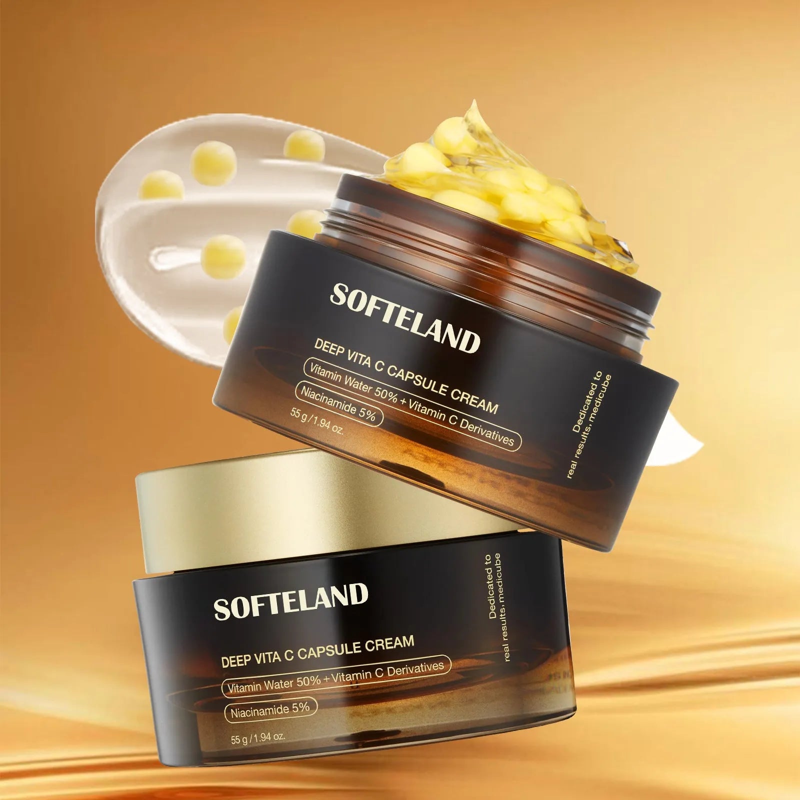 55g jar of portable vitamin C facial cream with spoon for daily skincare
