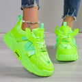 Women's platform mesh dad shoes in multiple colours with animal pattern design and lace-up front