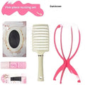 Natural black full-head forehead lace wig with straight mid-length hair displayed with comb, clip, bracket, and bottle.